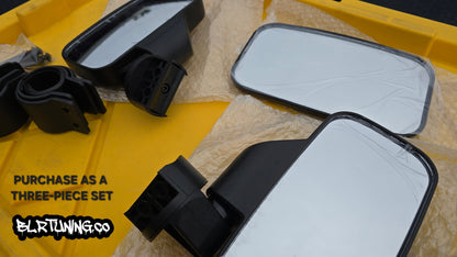 UTV MIRRORS - REAR VIEW MIRROR AND SIDE MIRRORS - LIGHTWEIGHT - WIDE FIELD OF VIEW - UNIVERSAL FITMENT - 1.6 in to 2 in ROLL CAGE MOUNTED - Howling Moto