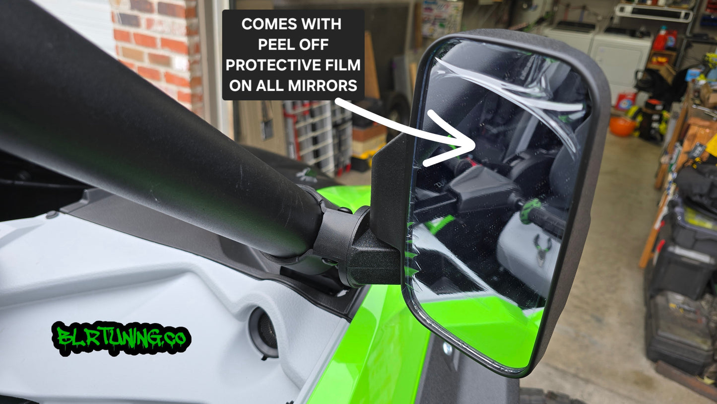 UTV MIRRORS - REAR VIEW MIRROR AND SIDE MIRRORS - LIGHTWEIGHT - WIDE FIELD OF VIEW - UNIVERSAL FITMENT - 1.6 in to 2 in ROLL CAGE MOUNTED - Howling Moto