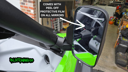 UTV MIRRORS - REAR VIEW MIRROR AND SIDE MIRRORS - LIGHTWEIGHT - WIDE FIELD OF VIEW - UNIVERSAL FITMENT - 1.6 in to 2 in ROLL CAGE MOUNTED - Howling Moto