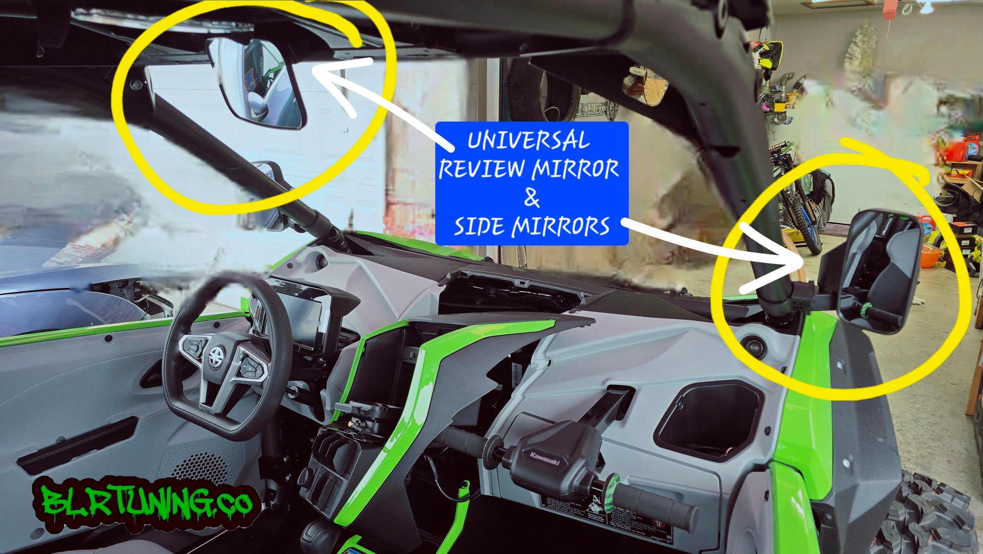 UTV MIRRORS - REAR VIEW MIRROR AND SIDE MIRRORS - LIGHTWEIGHT - WIDE FIELD OF VIEW - UNIVERSAL FITMENT - 1.6 in to 2 in ROLL CAGE MOUNTED - Howling Moto