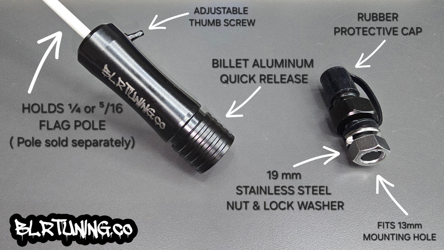 FLAGPOLE QUICK RELEASE AND ROLL CAGE MOUNTING BRACKET FITS 1/4 OR 5/16 FLAGPOLE AND FITS 1.6 TO 2 inch ROLL CAGE - Howling Moto