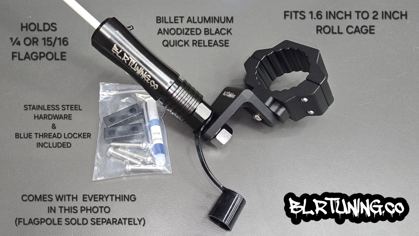 FLAGPOLE QUICK RELEASE AND ROLL CAGE MOUNTING BRACKET FITS 1/4 OR 5/16 FLAGPOLE AND FITS 1.6 TO 2 inch ROLL CAGE - Howling Moto