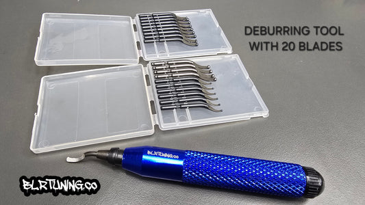 Billet Aluminum Deburr Tool – With 20 Replacement Blades - for steel - brass - aluminum - plastic - Howling Moto
