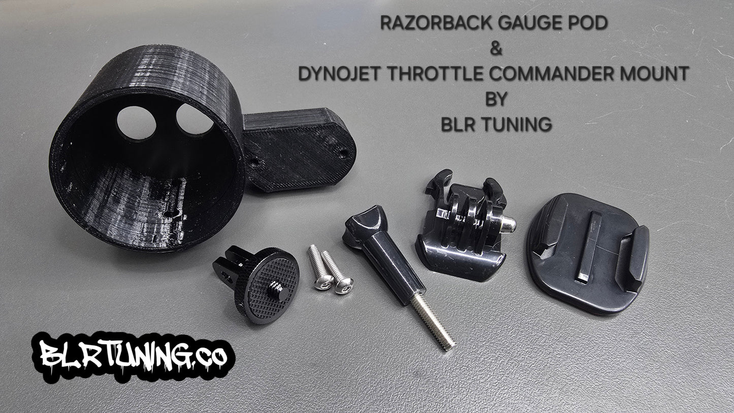 RAZORBACK GAUGE POD AND DYNOJET THROTTLE COMMANDER MOUNT KIT BY BLR TUNING - Howling Moto