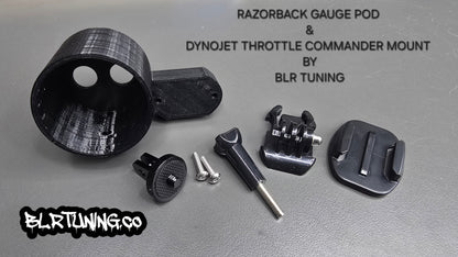 RAZORBACK GAUGE POD AND DYNOJET THROTTLE COMMANDER MOUNT KIT BY BLR TUNING - Howling Moto