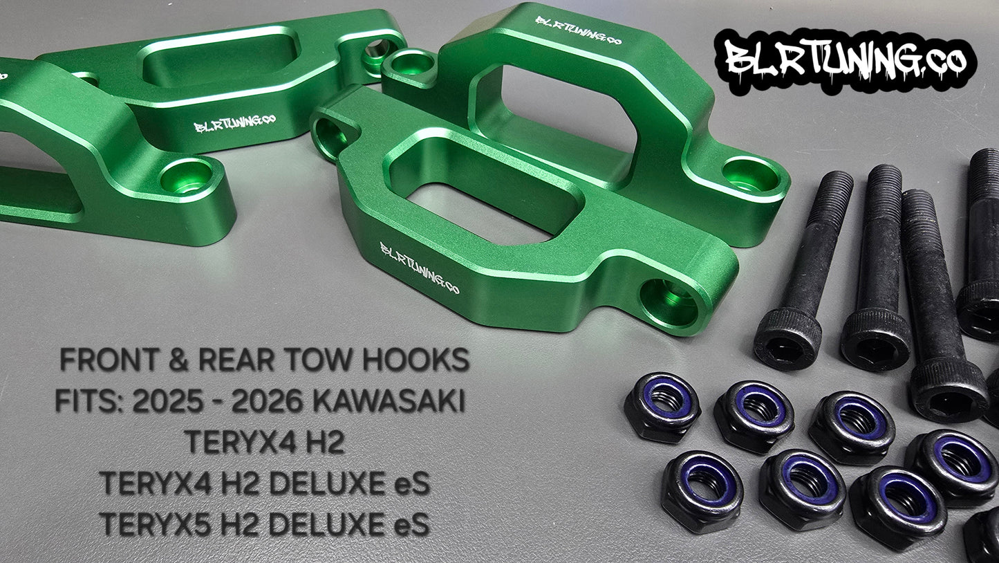 KAWASAKI TERYX H2 Billet Aluminum Tow Hooks - FITS FRONT AND REAR 2026 TERYX4 H2 AND TERYX5 H2 MODELS - Howling Moto