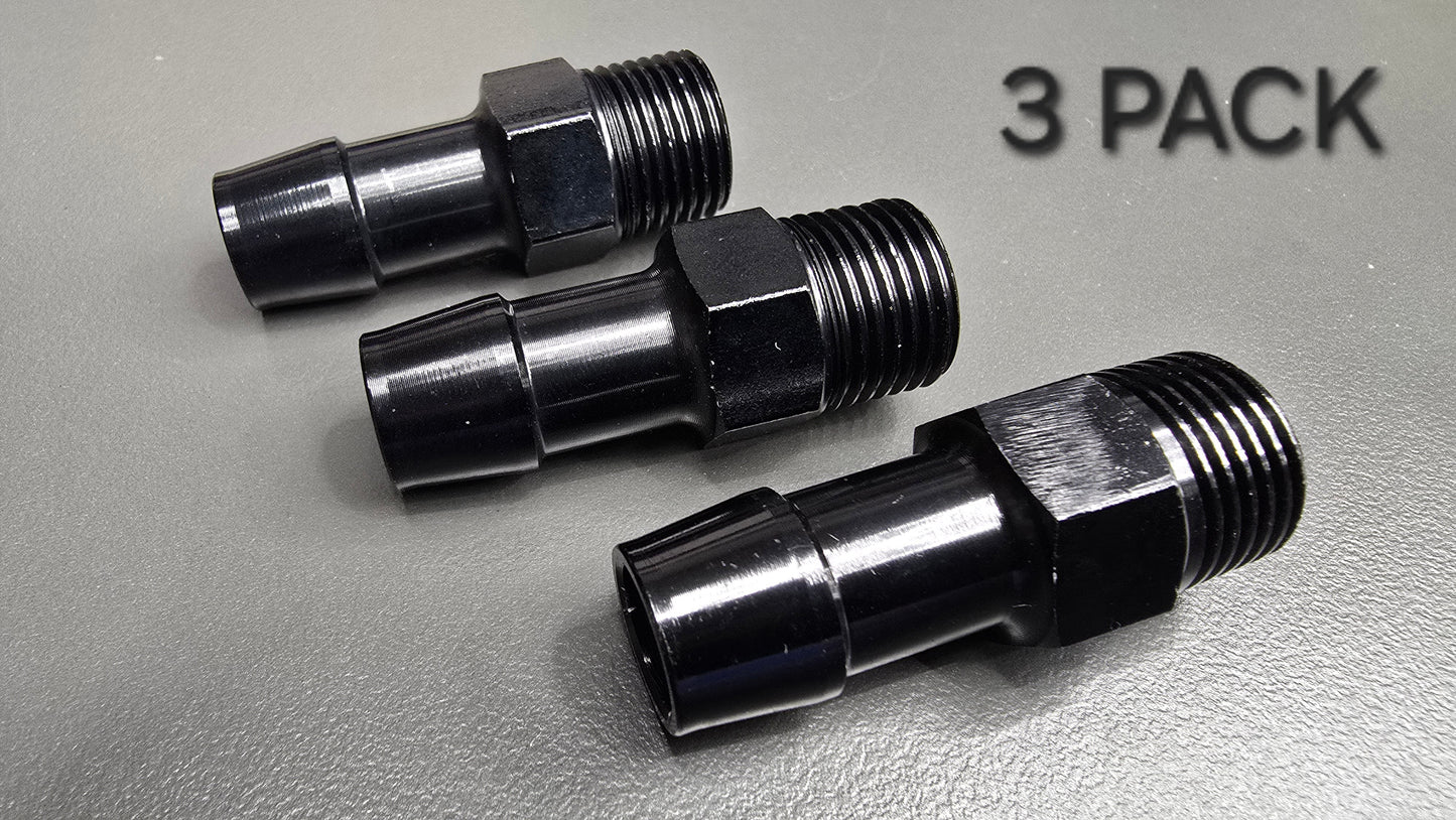 Black Aluminum Hose Barb Fitting – 3/8" NPT to 1/2" ID Barb for 1/2 inch ID hose - Howling Moto