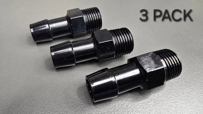 Black Aluminum Hose Barb Fitting – 3/8" NPT to 1/2" ID Barb for 1/2 inch ID hose - Howling Moto