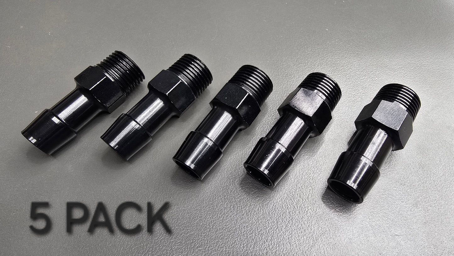 Black Aluminum Hose Barb Fitting – 3/8" NPT to 1/2" ID Barb for 1/2 inch ID hose - Howling Moto