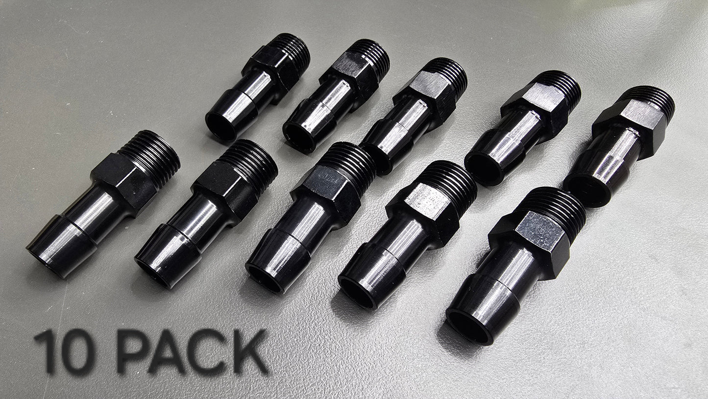 Black Aluminum Hose Barb Fitting – 3/8" NPT to 1/2" ID Barb for 1/2 inch ID hose - Howling Moto