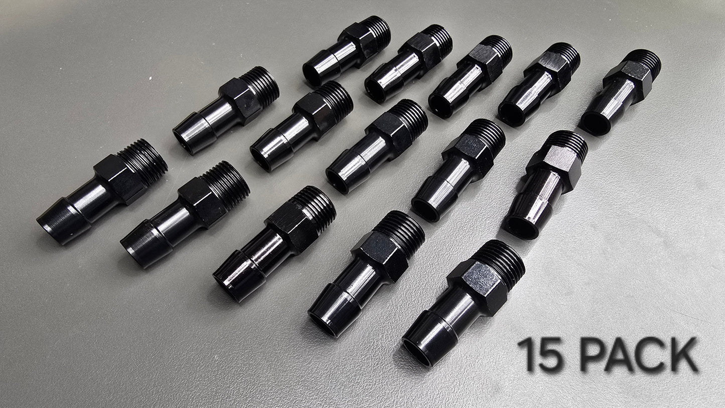 Black Aluminum Hose Barb Fitting – 3/8" NPT to 1/2" ID Barb for 1/2 inch ID hose - Howling Moto