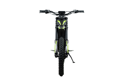 Howling Moto Grasshopper SE electric dirt bike with 72V 60Ah battery and 12.5kW mid-drive, shown from side view.