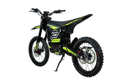Howling Moto Grasshopper SE electric dirt bike with 72V 60Ah battery and 12.5kW mid-drive motor, suitable for off-road riding.