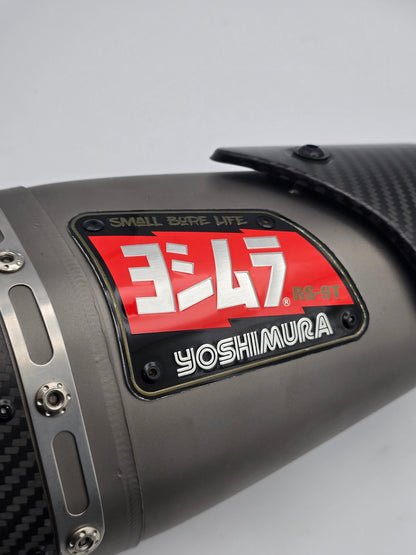 Used Yoshimura RS-9T titanium motorcycle exhaust system for Honda Grom 2014-2020, showing the full exhaust with titanium finish.