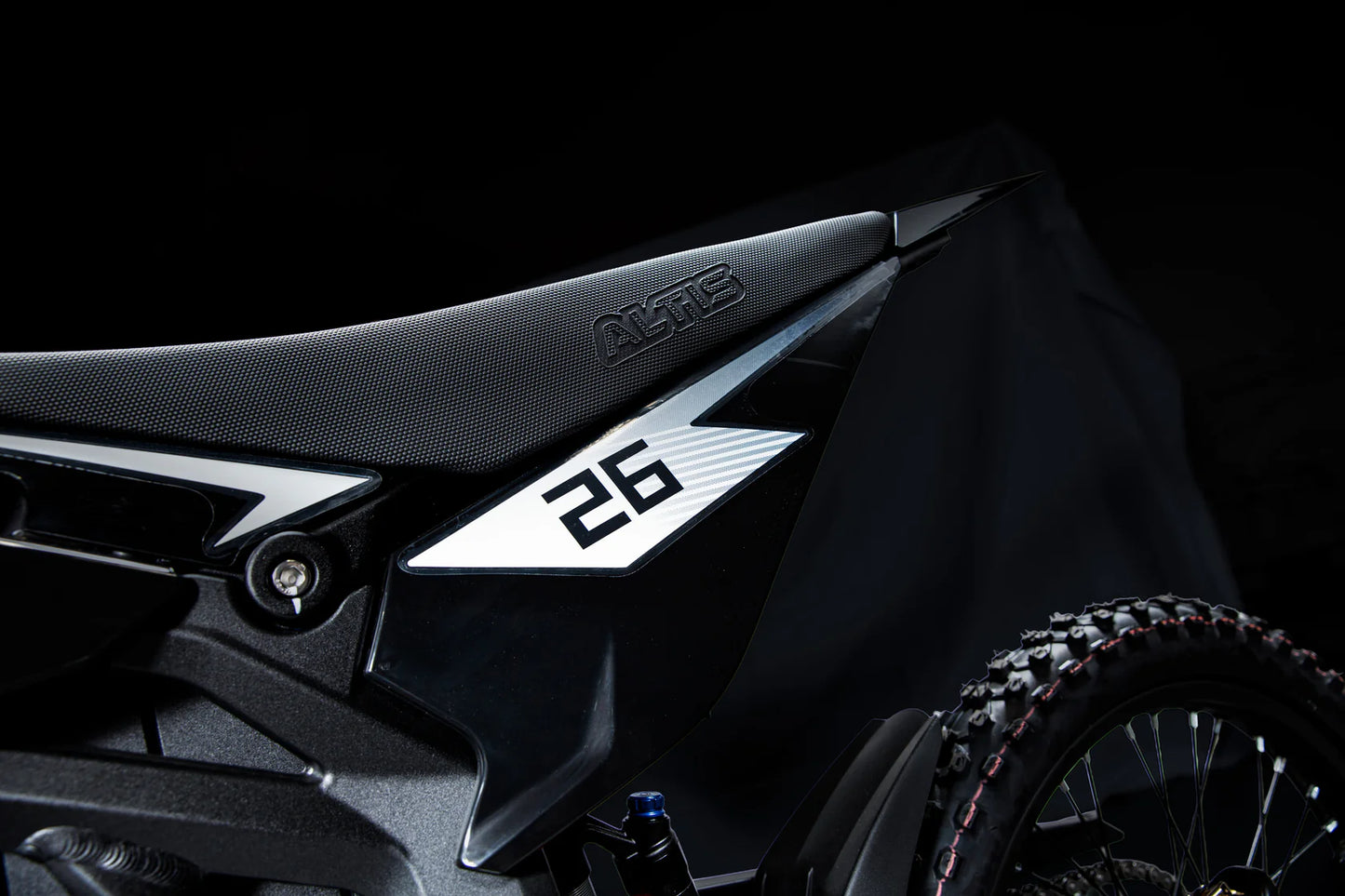 Altis Powersports Sigma electric dirt bike for 2025 and 2026, featuring off-road tires, sleek design, and electric motor.