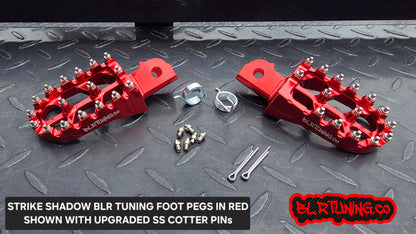 FOOT PEGS FOR STRIKE SHADOW 48v 60v 72v 2026 MODELS BILLET ALUMINUM WITH STAINLESS STEEL TEETH BY BLR TUNING