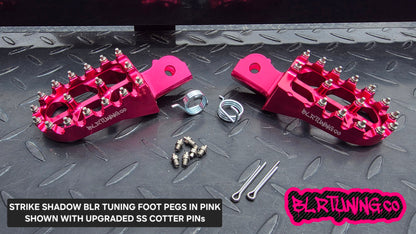 FOOT PEGS FOR STRIKE SHADOW 48v 60v 72v 2026 MODELS BILLET ALUMINUM WITH STAINLESS STEEL TEETH BY BLR TUNING