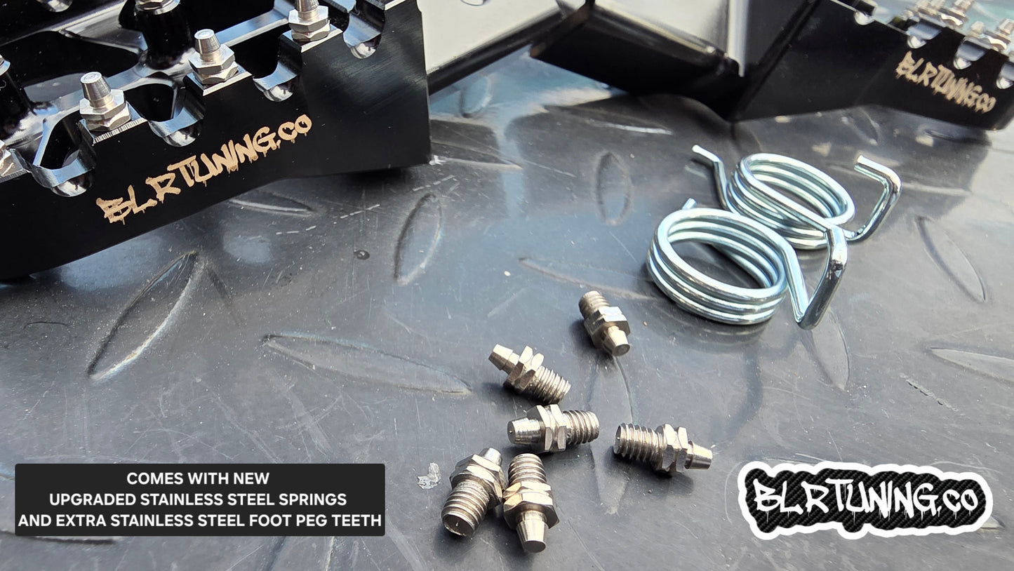 FOOT PEGS FOR STRIKE SHADOW 48v 60v 72v 2026 MODELS BILLET ALUMINUM WITH STAINLESS STEEL TEETH BY BLR TUNING