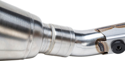 YOSHIMURA RS-12 Signature Series dirt bike exhaust system with aluminum and carbon fiber components, showcasing sleek design details.