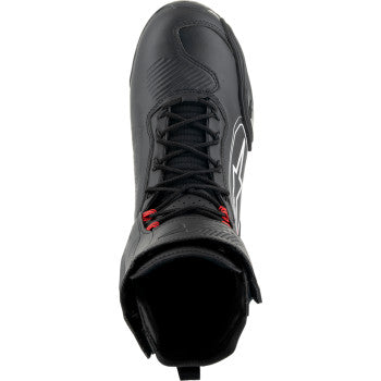 Alpinestars Superfaster shoe in black, gray, and red with US 9.5 size, featuring sporty design and durable sneaker construction.