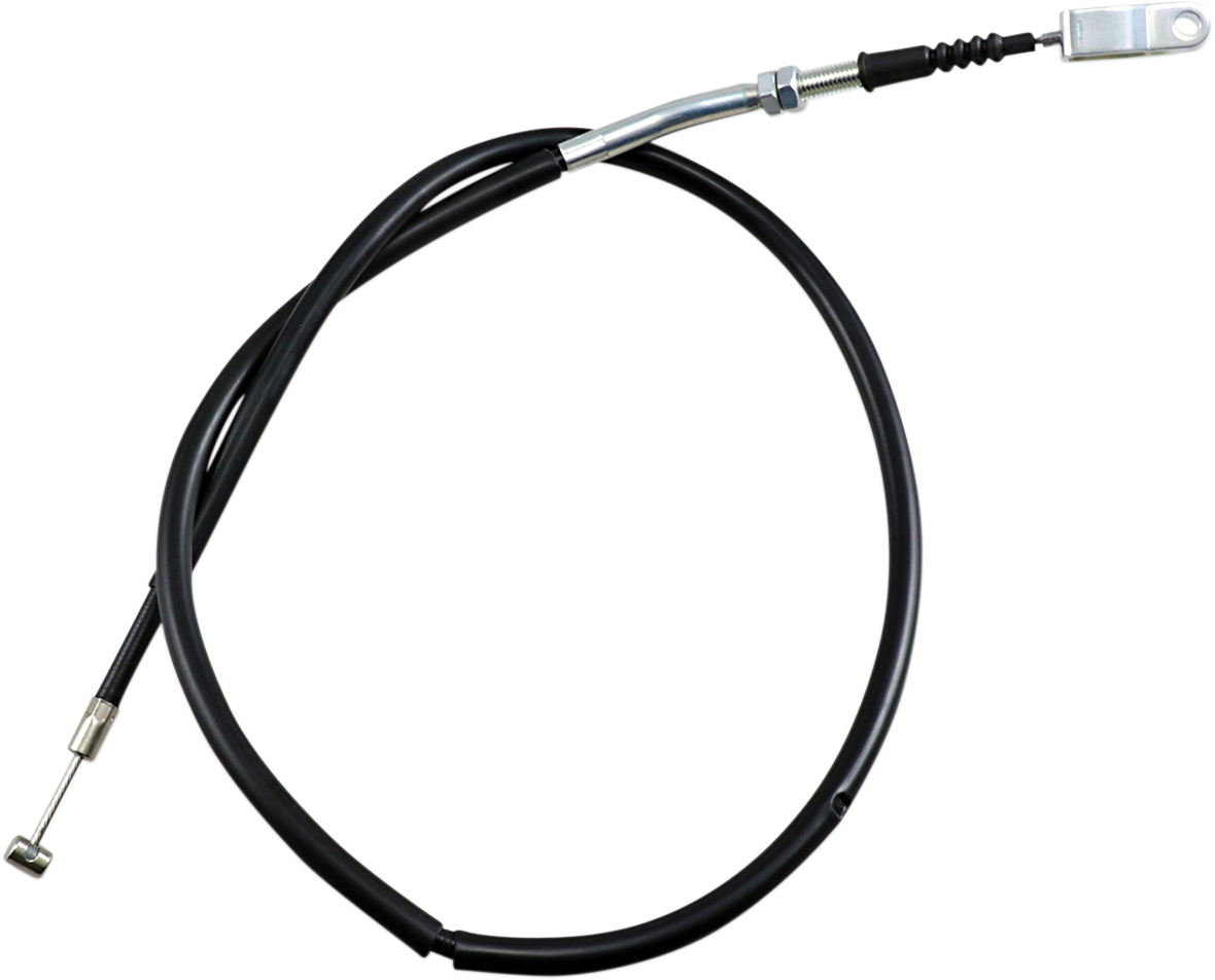 Black vinyl rear parking brake cable for Yamaha by Moose Offroad, designed for off-road vehicle durability and reliable braking.