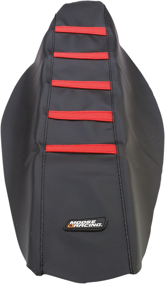 Moose Offroad ribbed seat cover for Honda CRF250/450 from 2009 to 2017, black seat cover with textured ribbing.