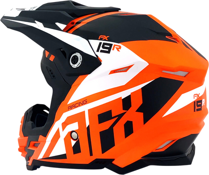 Bill's Exhausts AFX FX-19R racing helmet in matte orange, large size, with aerodynamic design and clear visor.