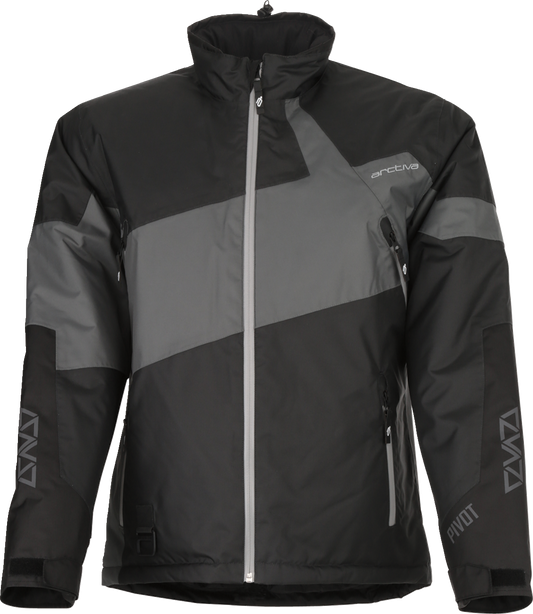 Gray and black ARCTIVA Pivot 6 jacket by Bill's Exhausts, small size, showing the front view with zipper and hood detail.