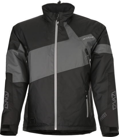 Bill's Exhausts ARCTIVA Pivot 6 jacket in gray and black, 5XL, showing the lightweight, waterproof design with zippered pockets.