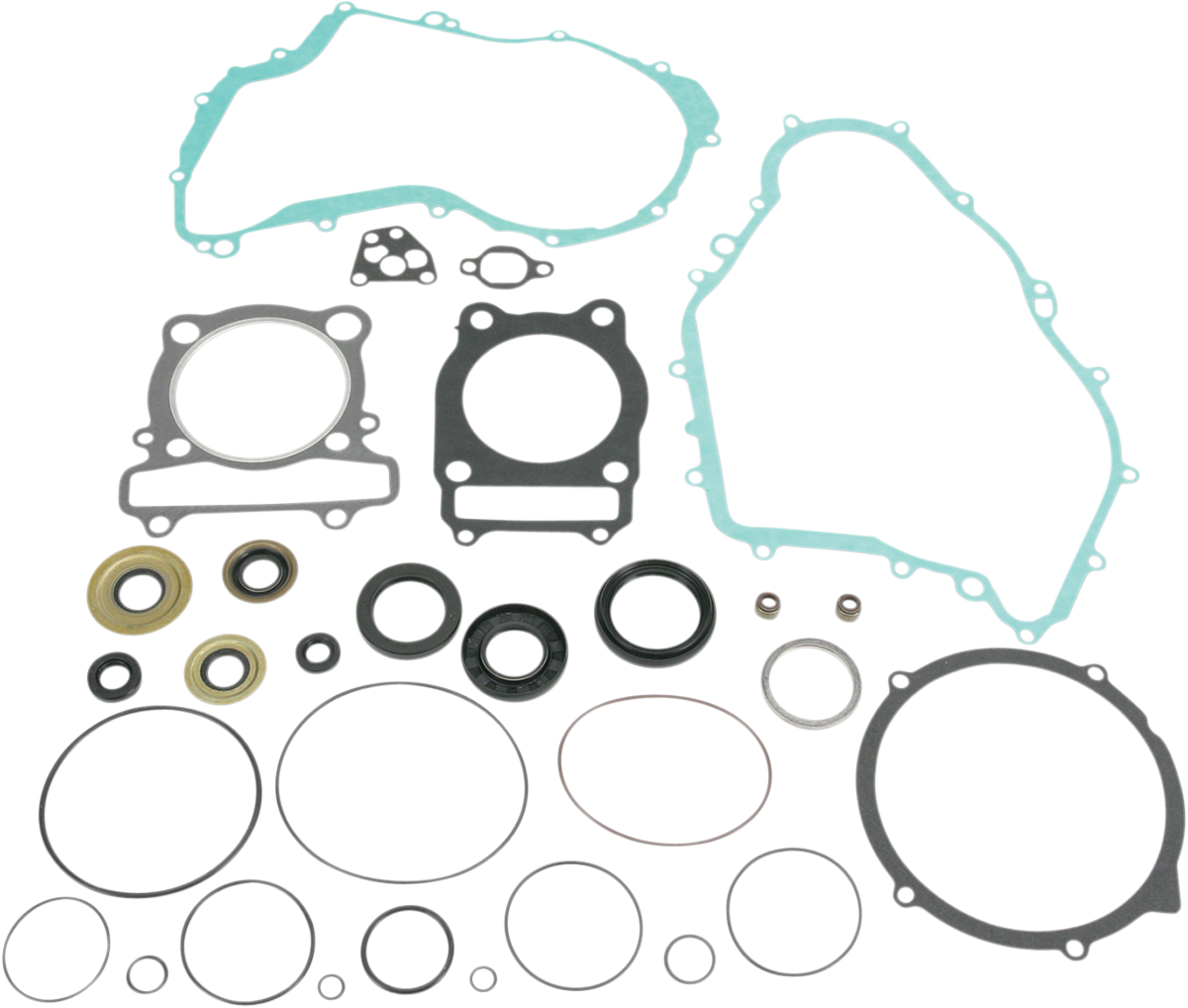 Moose Offroad Yamaha motor gasket kit with oil seals and valve seals, including gaskets, for engine maintenance and repair.