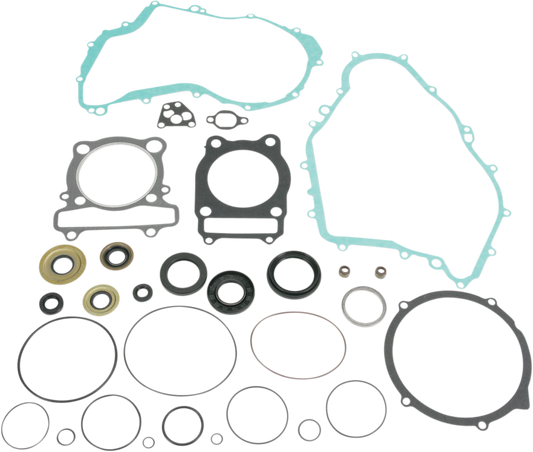 Moose Offroad Yamaha motor gasket kit with oil seals and valve seals, including gaskets, for engine maintenance and repair.