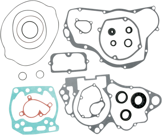 Moose Offroad Suzuki motor gasket kit with oil seals for engine and transmission rebuild, including gaskets and seals.
