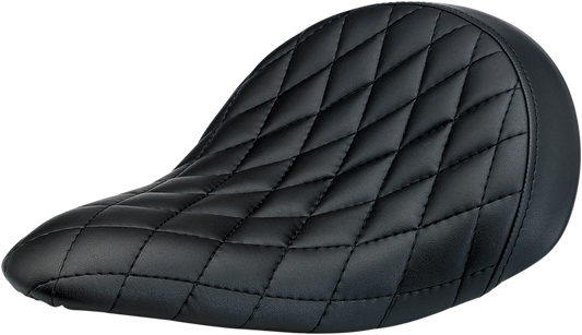 BILTWELL Slimline Seat Diamond model, motorcycle seat with sleek black design and textured diamond stitching, by Bill's Exhausts