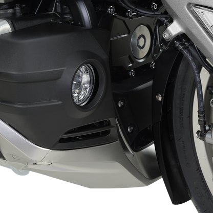 Bill's Exhausts SHOW CHROME fog lights for GL1800 motorcycle, lower engine-mounted fog lights with chrome finish.