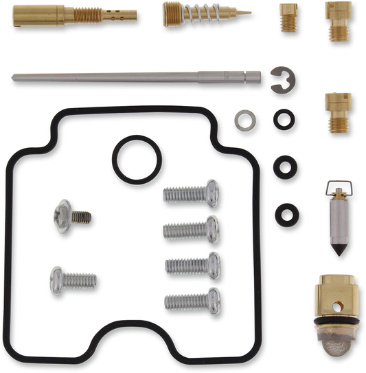 Moose Offroad carburetor repair kit for Arctic Cat, Kawasaki, Suzuki models, part No. 26-1071, with various repair components visible.