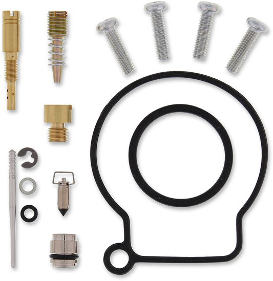 Moose Offroad Polaris carburetor repair kit for improved fuel performance, shown in image with various small repair components