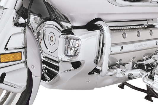 Chrome lower cowls for engine by Bill's Exhausts, rectangular design, part number 52-908, shown in polished chrome finish.