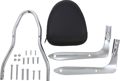 Bill's Exhausts Show Chrome Sissy Bar Kit 55-320 for motorcycle engine, featuring chrome finish and sturdy design.