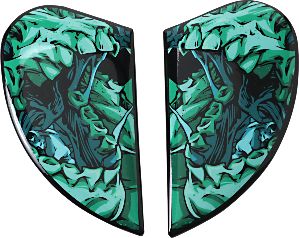 Blue ICON Airform™ Side Plates for Parahuman helmet, motorcycle helmet parts from Bill's Exhausts, shown in an image.