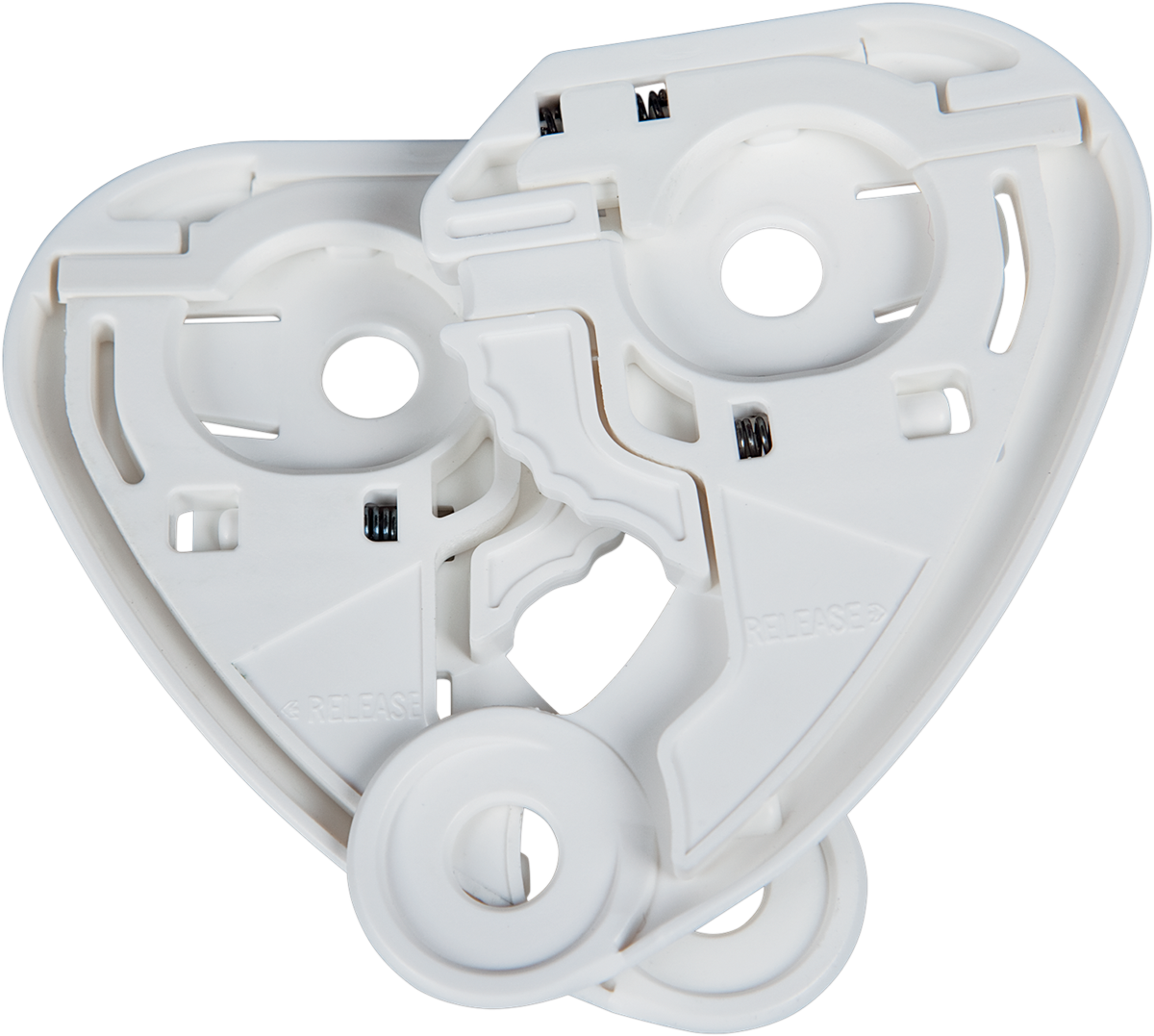 White ICON Optics™ Pivot Kit for helmets, compatible with Bill's Exhausts, shown with detailed mounting components.