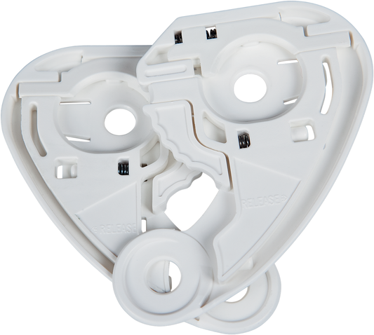 White ICON Optics™ Pivot Kit for helmets, compatible with Bill's Exhausts, shown with detailed mounting components.