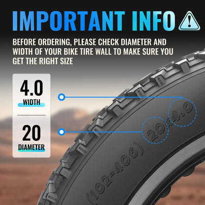 Hycline Bones Fat Bike Tire 20x4.0 for e-bikes and all-terrain riding, showing rugged tread and durable rubber construction.