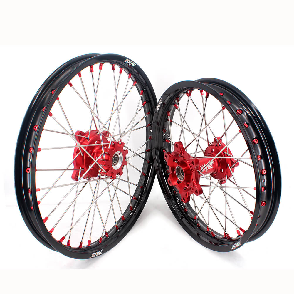 KKE 21" 18" OEM Size Motorcycle Alloy Wheels Rims Compatible with HONDA XR650L 1993-2024 Red Nipples - Howling Moto