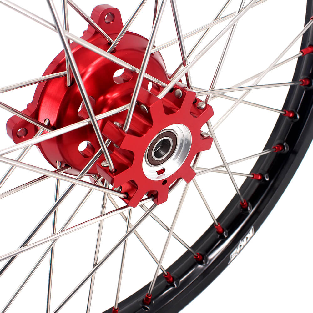 KKE 21" 18" OEM Size Motorcycle Alloy Wheels Rims Compatible with HONDA XR650L 1993-2024 Red Nipples - Howling Moto