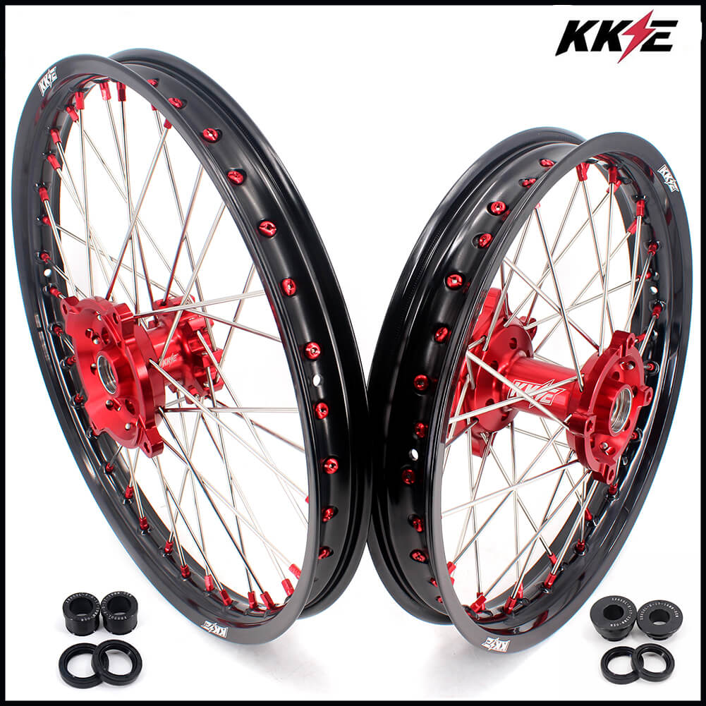 KKE 21" 18" OEM Size Motorcycle Alloy Wheels Rims Compatible with HONDA XR650L 1993-2024 Red Nipples - Howling Moto