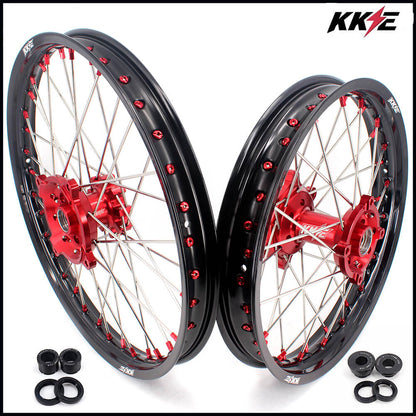 KKE 21" 18" OEM Size Motorcycle Alloy Wheels Rims Compatible with HONDA XR650L 1993-2024 Red Nipples - Howling Moto