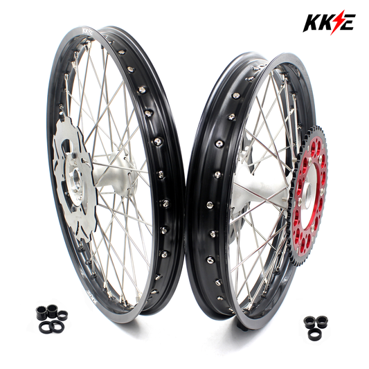 KKE 21 & 18 Casting MX Rims for Honda XR650R 2000-2008 240MM/240MM Disc Silver&Black - Howling Moto