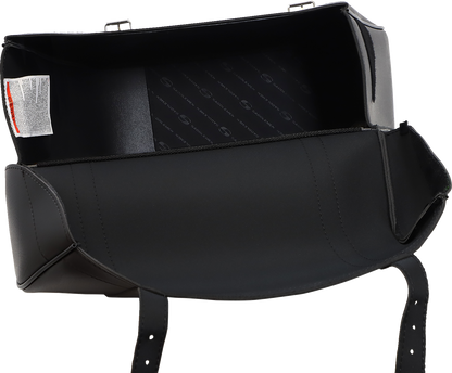 Bill's Exhausts Saddlemen Highwayman slant-style saddlebags, jumbo size, designed for motorcycle seats, with a sleek black finish.