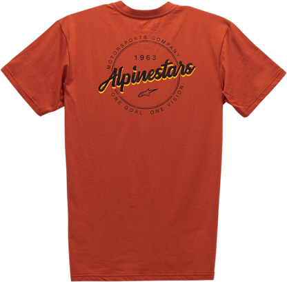 Alpinestars Turnpike Premium 2XL cotton T-shirt with coral water-based graphic print, featuring the brand logo and vibrant design.