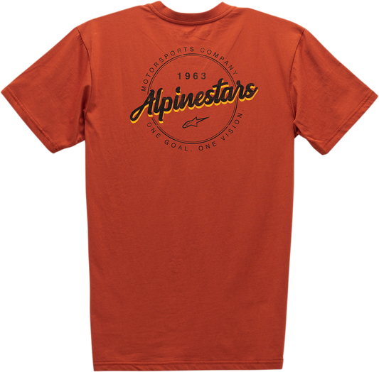 Alpinestars Turnpike Premium 2XL cotton T-shirt with coral water-based graphic print, featuring the brand logo and vibrant design.